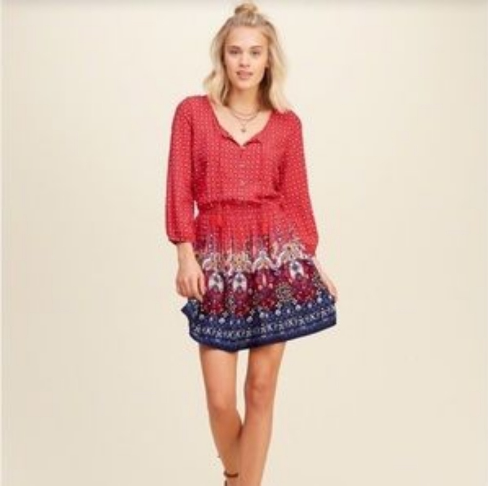 Hollister Multi-color Tassel Peasant Dress